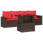 Preview: 5-teiliges Gartensofa-Set mit Kissen, braun, Polyrattan