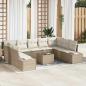 Preview: ARDEBO.de - Gartensofa-set mit Kissen 10 pcs Beige Poly-Rattan