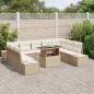 Preview: Gartensofa-set mit Kissen 10 pcs Beige und Creme Poly-Rattan