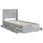 Preview: Bettgestell mit Stauraum und Kopfteil Betongrau 75 x 190 cm