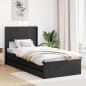 Preview: ARDEBO.de - Bettgestell mit Stauraum und Kopfteil Schwarz 75 x 190 cm