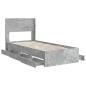 Preview: Bettgestell mit Stauraum und Kopfteil Betongrau 75 x 190 cm