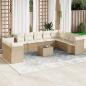Preview: ARDEBO.de - 11-tlg. Garten-Sofagarnitur mit Kissen Beige Poly Rattan