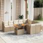 Preview: ARDEBO.de - 10-tlg. Garten-Sofagarnitur mit Kissen Beige Poly Rattan