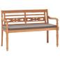 Preview: ARDEBO.de - Batavia-Bank mit Dunkelgrauem Kissen 120 cm Teak Massivholz