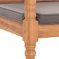 Preview: Batavia-Bank mit Dunkelgrauem Kissen 120 cm Teak Massivholz