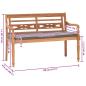 Preview: Batavia-Bank mit Dunkelgrauem Kissen 120 cm Teak Massivholz