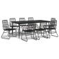 Preview: 9-tlg. Garten-Essgruppe Schwarz PVC Rattan