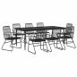 Preview: 9-tlg. Garten-Essgruppe Schwarz PVC Rattan