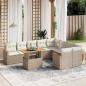 Preview: ARDEBO.de - 10-tlg. Garten-Sofagarnitur mit Kissen Beige Poly Rattan