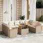 Preview: ARDEBO.de - 10-tlg. Garten-Sofagarnitur mit Kissen Beige Poly Rattan