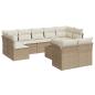 Preview: 10-tlg. Garten-Sofagarnitur mit Kissen Beige Poly Rattan