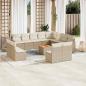 Preview: ARDEBO.de - 13-tlg. Garten-Sofagarnitur mit Kissen Beige Poly Rattan