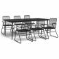 Preview: 7-tlg. Garten-Essgruppe Schwarz PVC-Rattan