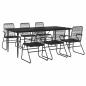 Preview: 7-tlg. Garten-Essgruppe Schwarz PVC-Rattan