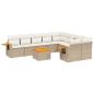 Preview: 10-tlg. Garten-Sofagarnitur mit Kissen Beige Poly Rattan
