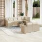 Preview: ARDEBO.de - 10-tlg. Garten-Sofagarnitur mit Kissen Beige Poly Rattan