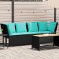 Preview: ARDEBO.de - Gartensofa mit Kissen Schwarz Poly Rattan