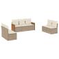 Preview: 7-tlg. Garten-Sofagarnitur mit Kissen Beige Poly Rattan