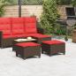 Preview: Gartenhocker mit Kissen 2 Stk. Braun 55x55x36 cm Poly Rattan