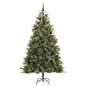 Preview: Künstlicher klappbarer Weihnachtsbaum mit Tannenzapfen 210 cm