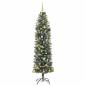 Preview: Künstlicher schlanker Weihnachtsbaum Grün und Weiß 210 cm