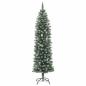 Preview: Künstlicher schlanker Weihnachtsbaum Grün und Weiß 210 cm