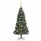 Preview: Künstlicher vorbeleuchteter Weihnachtsbaum mit Kugelset 180 cm