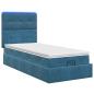 Preview: Ottoman-Bett mit Matratze und LED Dunkelblau 90 x 200 cm Samt
