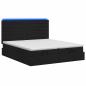 Preview: Ottoman-Bett mit Matratze und LED Schwarz 180 x 200 cm Stoff