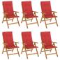 Preview: Klappst?hle Verstellbar mit Kissen 6 Stk. Massivholz Teak