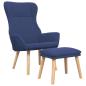 Preview: Relaxsessel mit Hocker Blau Stoff