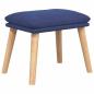 Preview: Relaxsessel mit Hocker Blau Stoff
