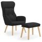 Preview: Relaxsessel mit Hocker Schwarz Stoff