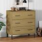 Preview: ARDEBO.de - Sideboard OSLO mit 3 Schubladen Braun 77x40x79,5 cm Massivholz