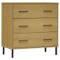 Preview: Sideboard OSLO mit 3 Schubladen Braun 77x40x79,5 cm Massivholz