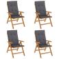Preview: Verstellbare Klappst?hle mit Kissen, 4-teilig, Massivholz Teak