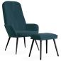 Preview: Relaxsessel mit Hocker Blau Samt