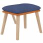 Preview: Relaxsessel mit Hocker Blau Kunstleder & Stoff