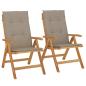 Preview: Klappstühle mit Kissen, 2 Stück, Massivholz Teak