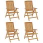 Preview: Verstellbare Klappstühle mit Kissen, 4-teilig, Massivholz Teak