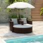 Preview: ARDEBO.de - Gartenbett mit Sonnenschirm Braun Poly Rattan