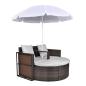 Preview: Gartenbett mit Sonnenschirm Braun Poly Rattan