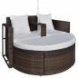 Preview: Gartenbett mit Sonnenschirm Braun Poly Rattan