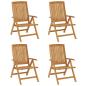 Preview: Verstellbare Klappstühle mit Kissen, 4-teilig, Massivholz Teak