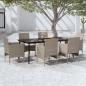 Preview: ARDEBO.de - 7-tlg. Garten-Essgruppe mit Kissen Beige und Schwarz