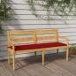 Preview: ARDEBO.de - Batavia-Bank mit Rotem Kissen 150 cm Massivholz Teak