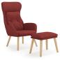 Preview: Relaxsessel mit Hocker Weinrot Stoff