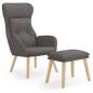 Preview: Relaxsessel mit Hocker Dunkelgrau Stoff