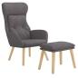 Preview: Relaxsessel mit Hocker Dunkelgrau Stoff